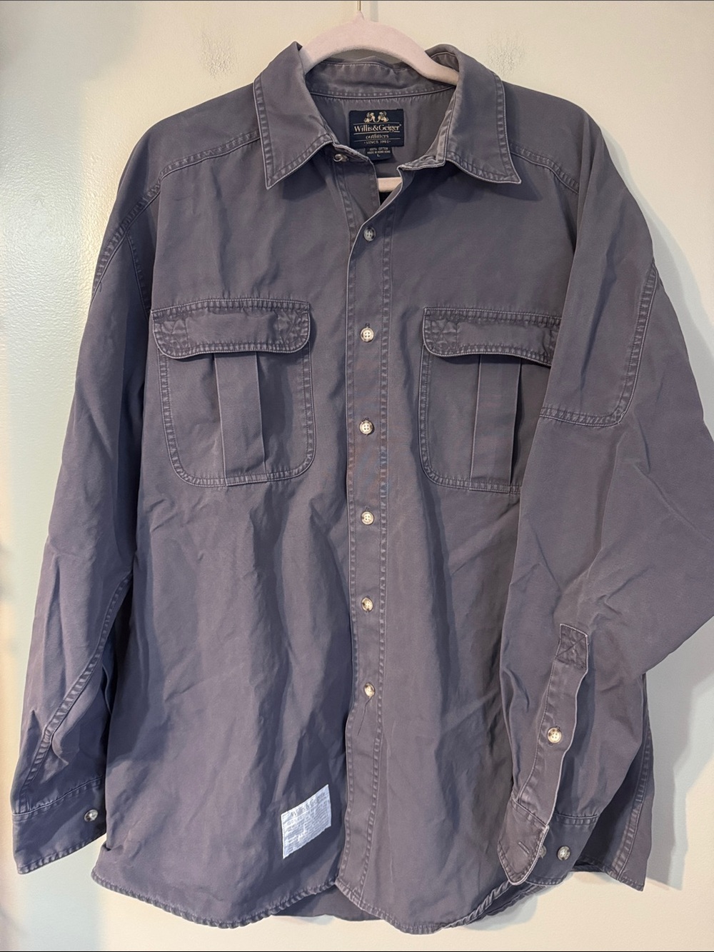 Willis & Geiger Bush Poplin Shirt Men's Large Vintage Safari Field Button-Up